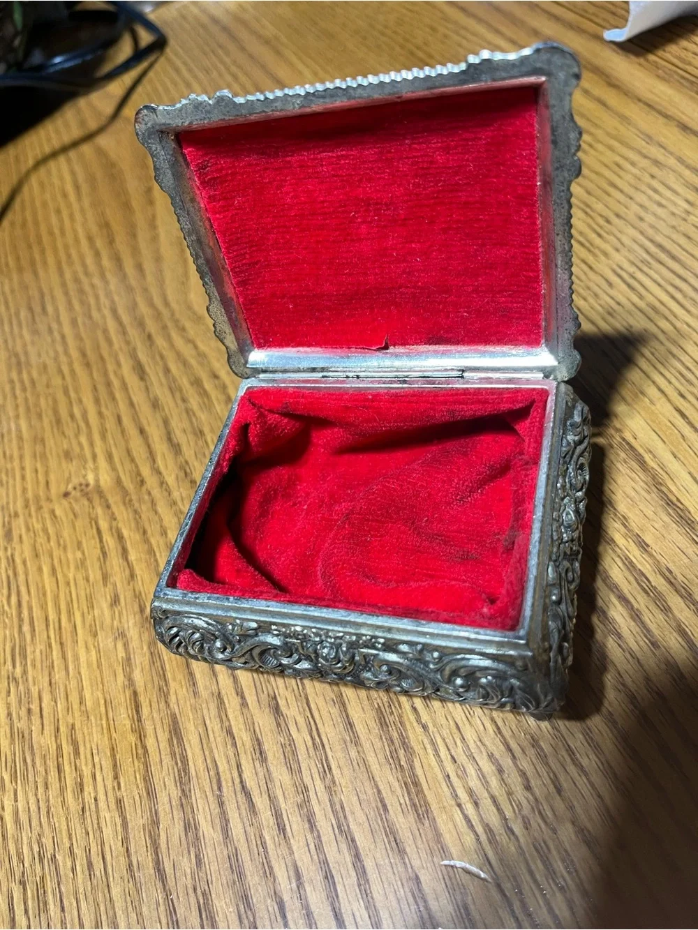 Ornate Silver-Tone Decorative Jewelry Box